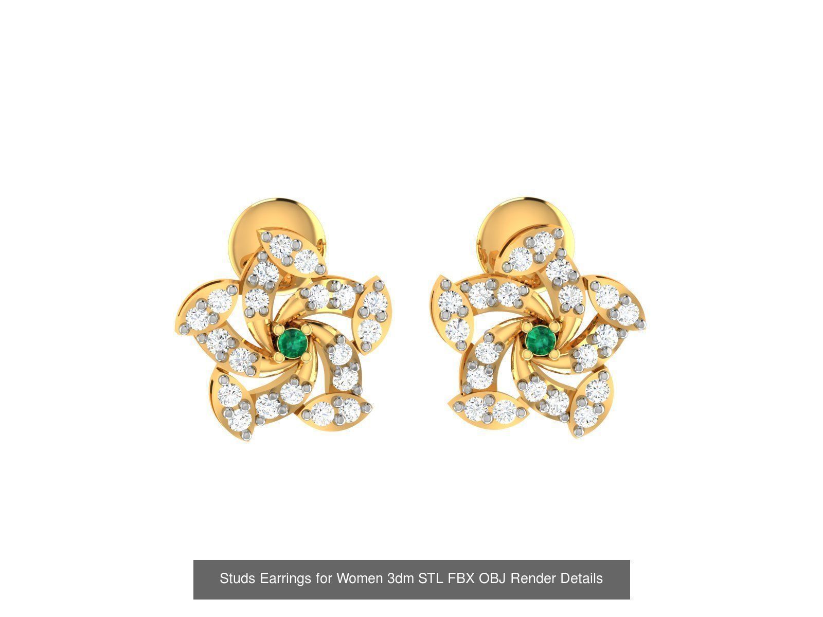 100 Women Earrings 3dm STL OBJ FBX Render Detail Bulk Collection _34