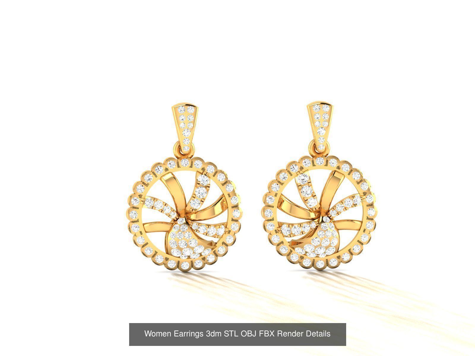 100 Women Earrings 3dm STL OBJ FBX Render Detail Bulk Collection _71