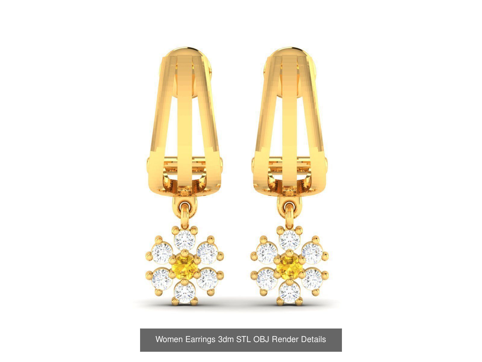 100 Women Earrings 3dm STL OBJ FBX Render Detail Bulk Collection _39