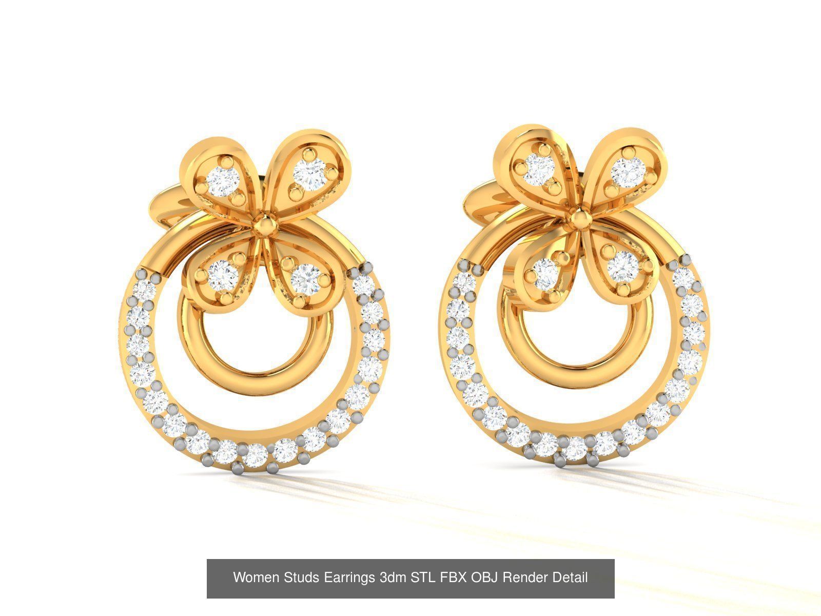 100 Women Earrings 3dm STL OBJ FBX Render Detail Bulk Collection _26
