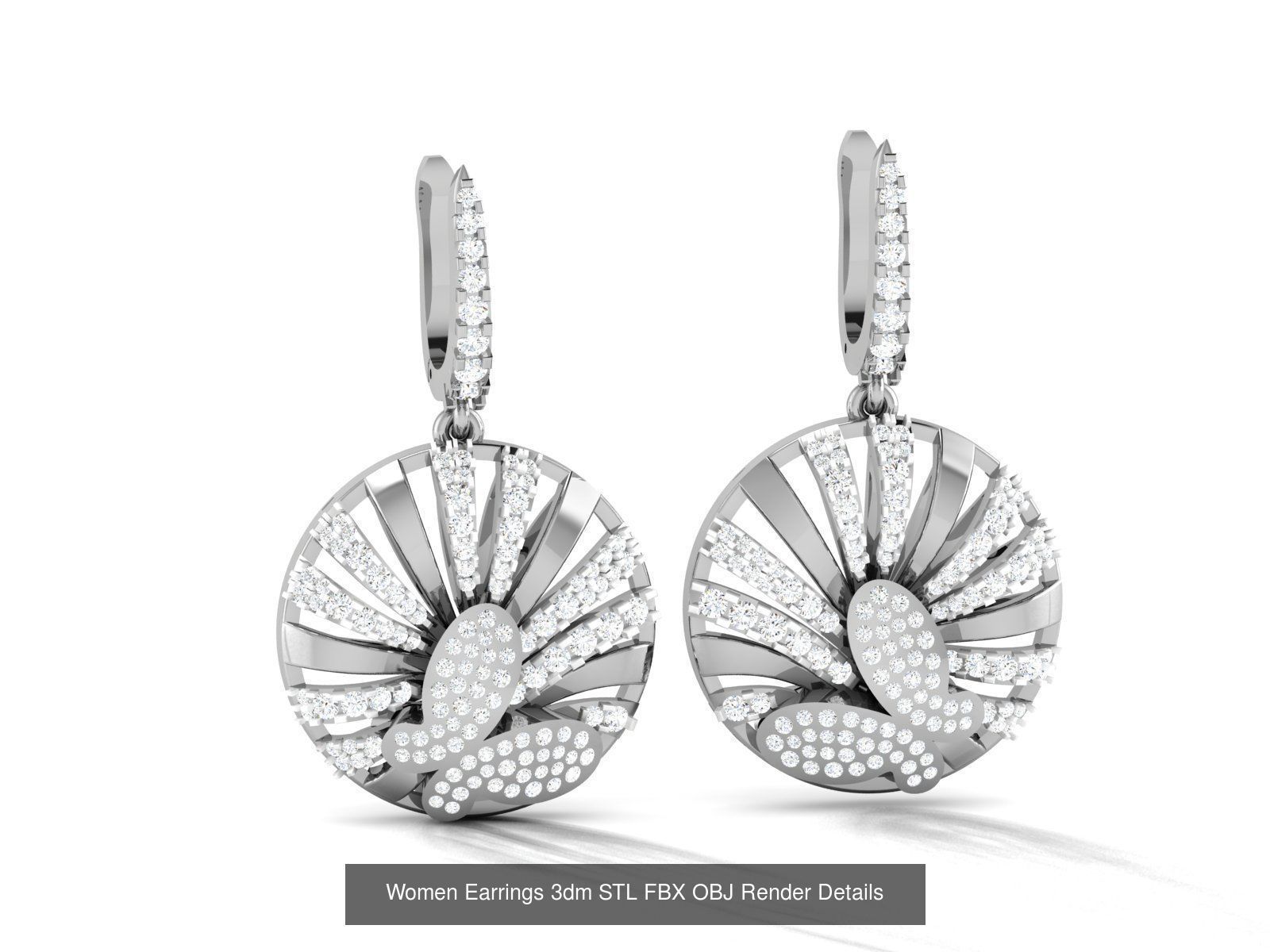 100 Women Earrings 3dm STL OBJ FBX Render Detail Bulk Collection _76