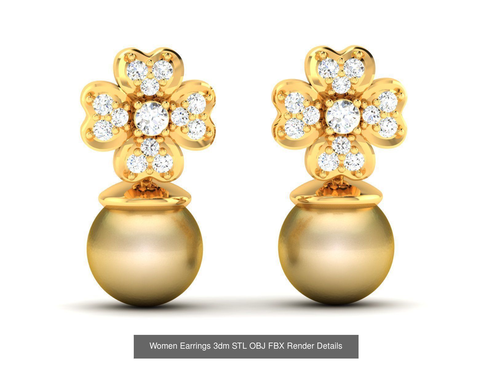 100 Women Earrings 3dm STL OBJ FBX Render Detail Bulk Collection _59