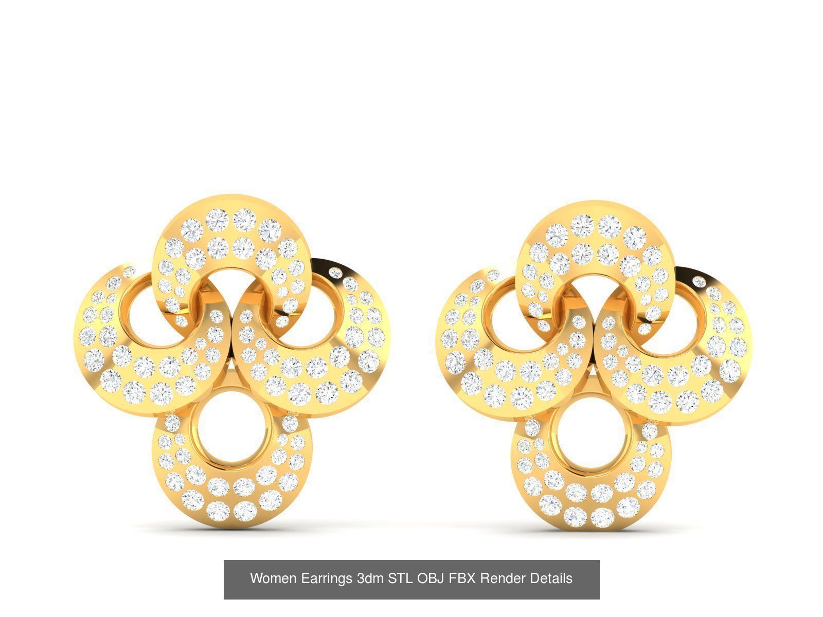 100 Women Earrings 3dm STL OBJ FBX Render Detail Bulk Collection _61