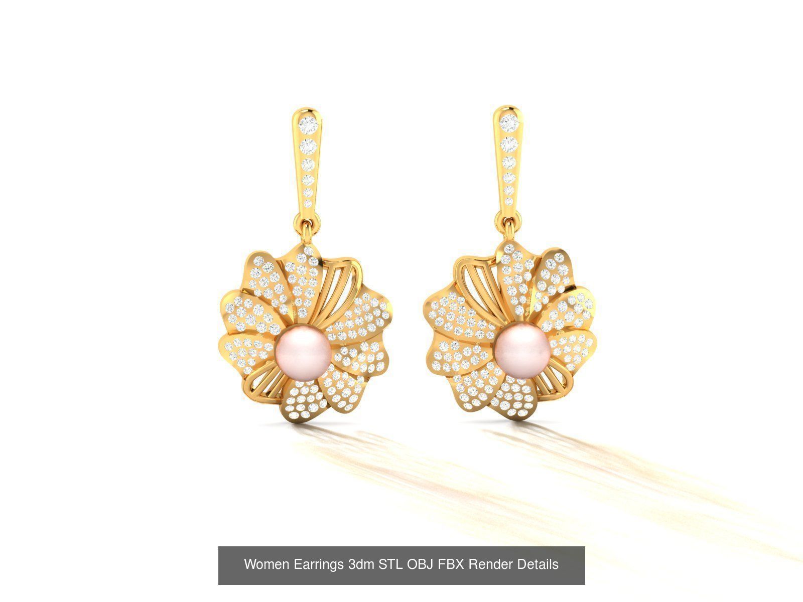 100 Women Earrings 3dm STL OBJ FBX Render Detail Bulk Collection _72