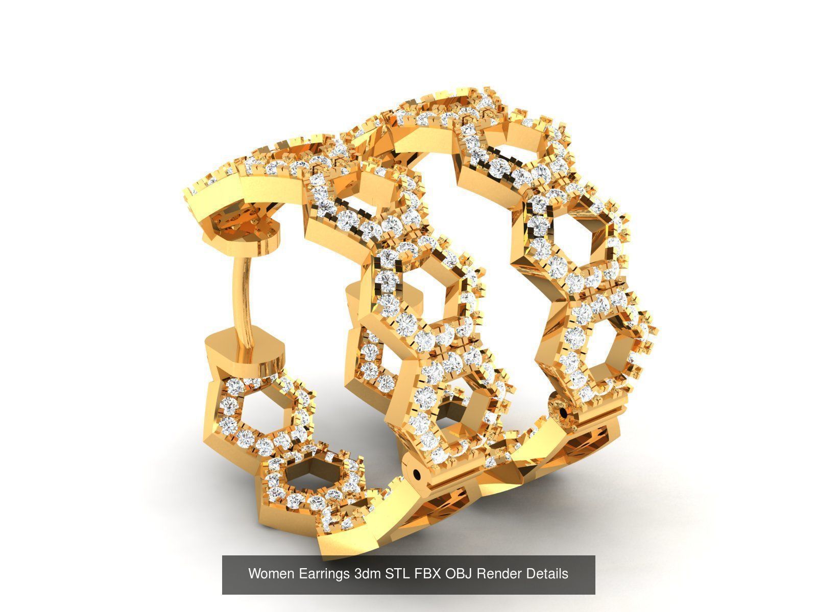 100 Women Earrings 3dm STL OBJ FBX Render Detail Bulk Collection _96