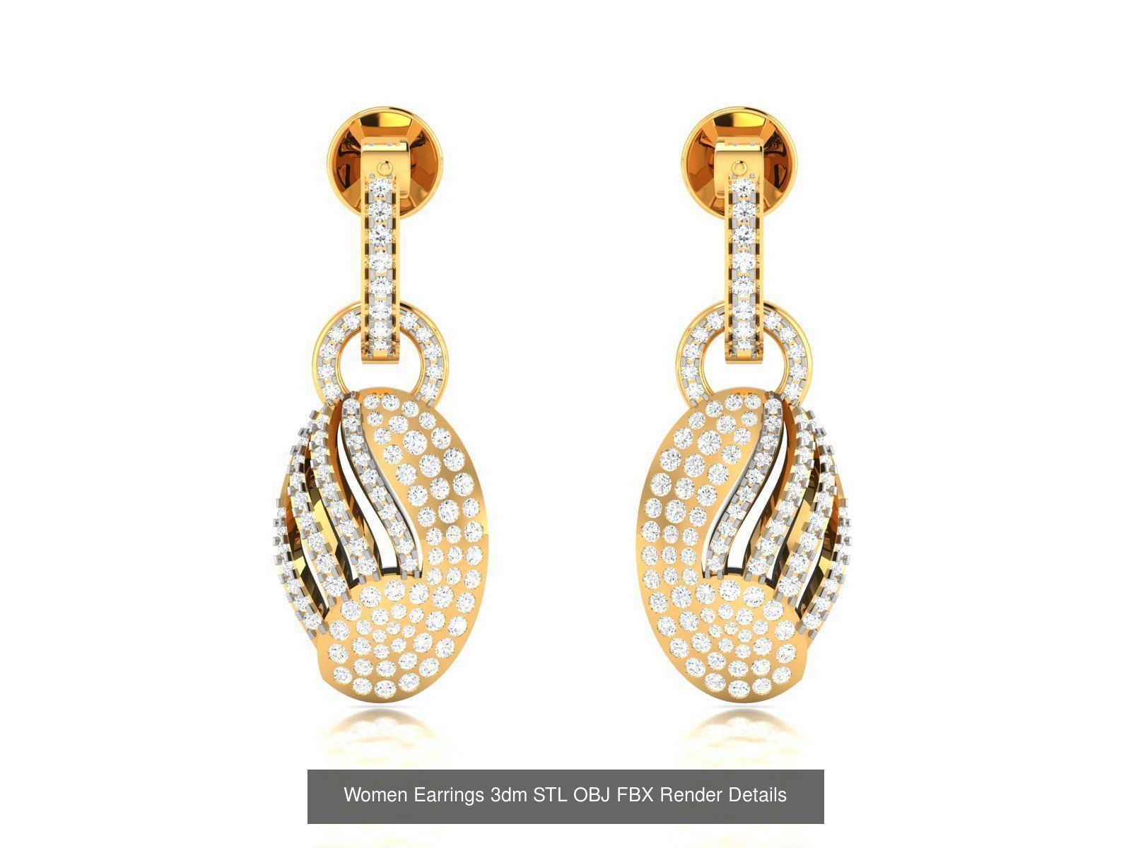 100 Women Earrings 3dm STL OBJ FBX Render Detail Bulk Collection _74