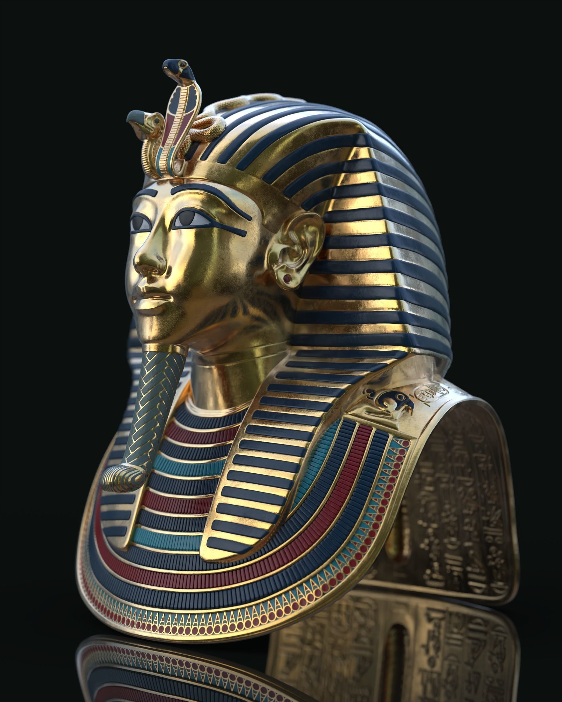 Tutankhamun s Mask v3 - 3D Printing 3D print model_9