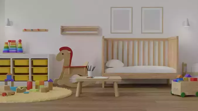 Comfortable kids room with toys