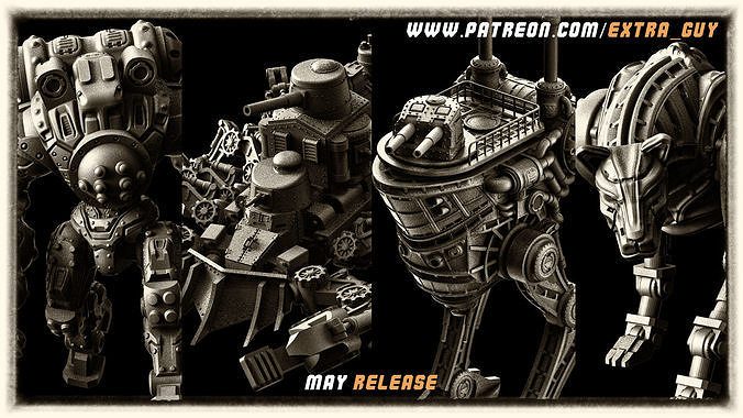 May Batch Bundle Steampunk Mechs  3D Printable 3D print model