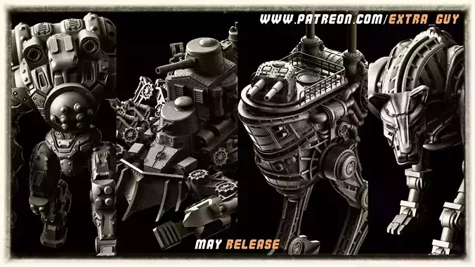 May Batch Bundle Steampunk Mechs  3D Printable