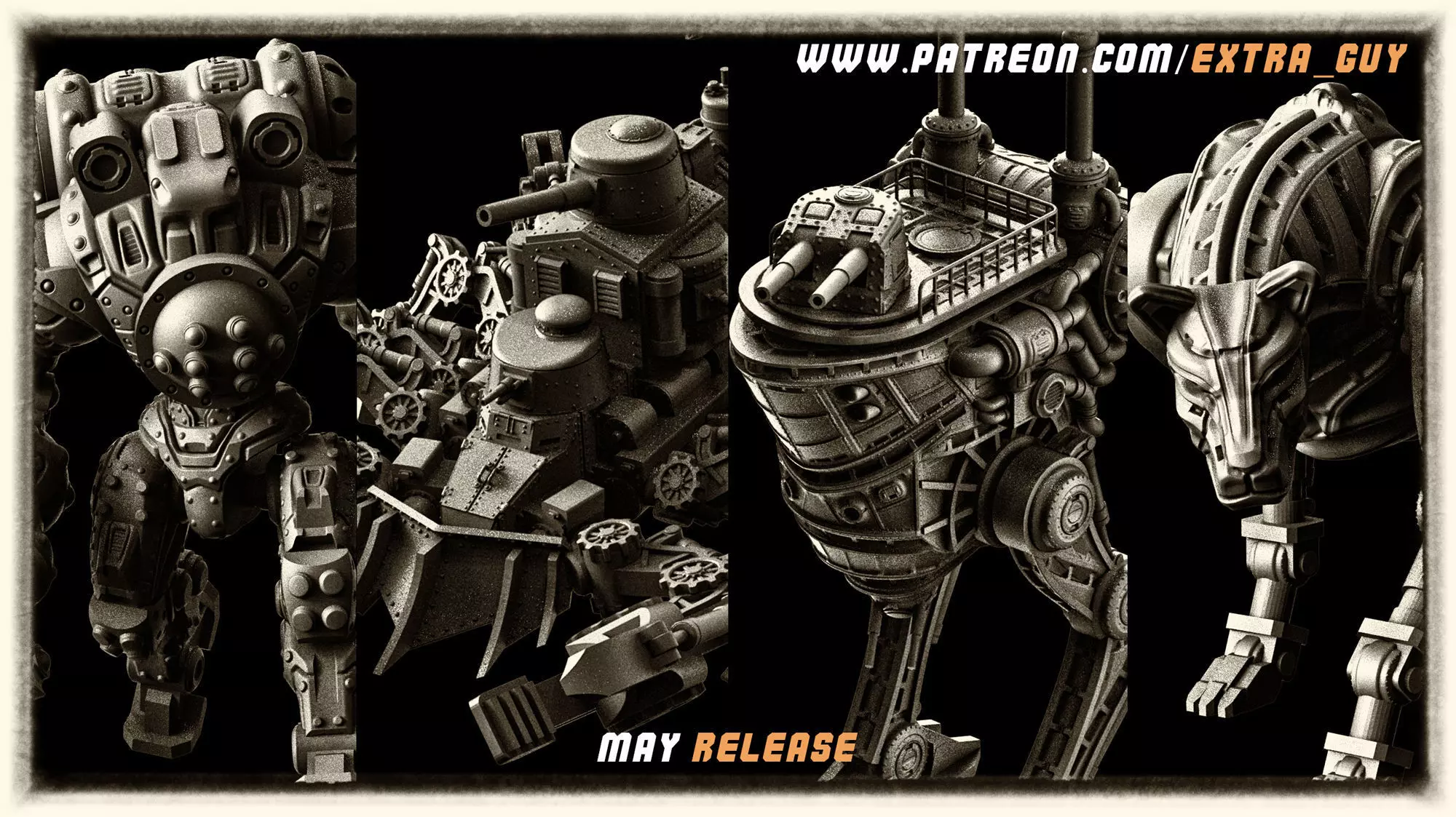 May Batch Bundle Steampunk Mechs 3D Printable 3D print model_0