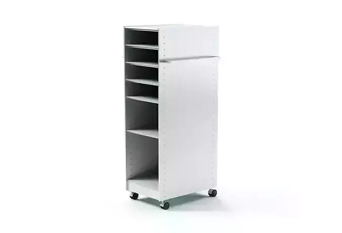 Shelving Unit  White And Wheeled