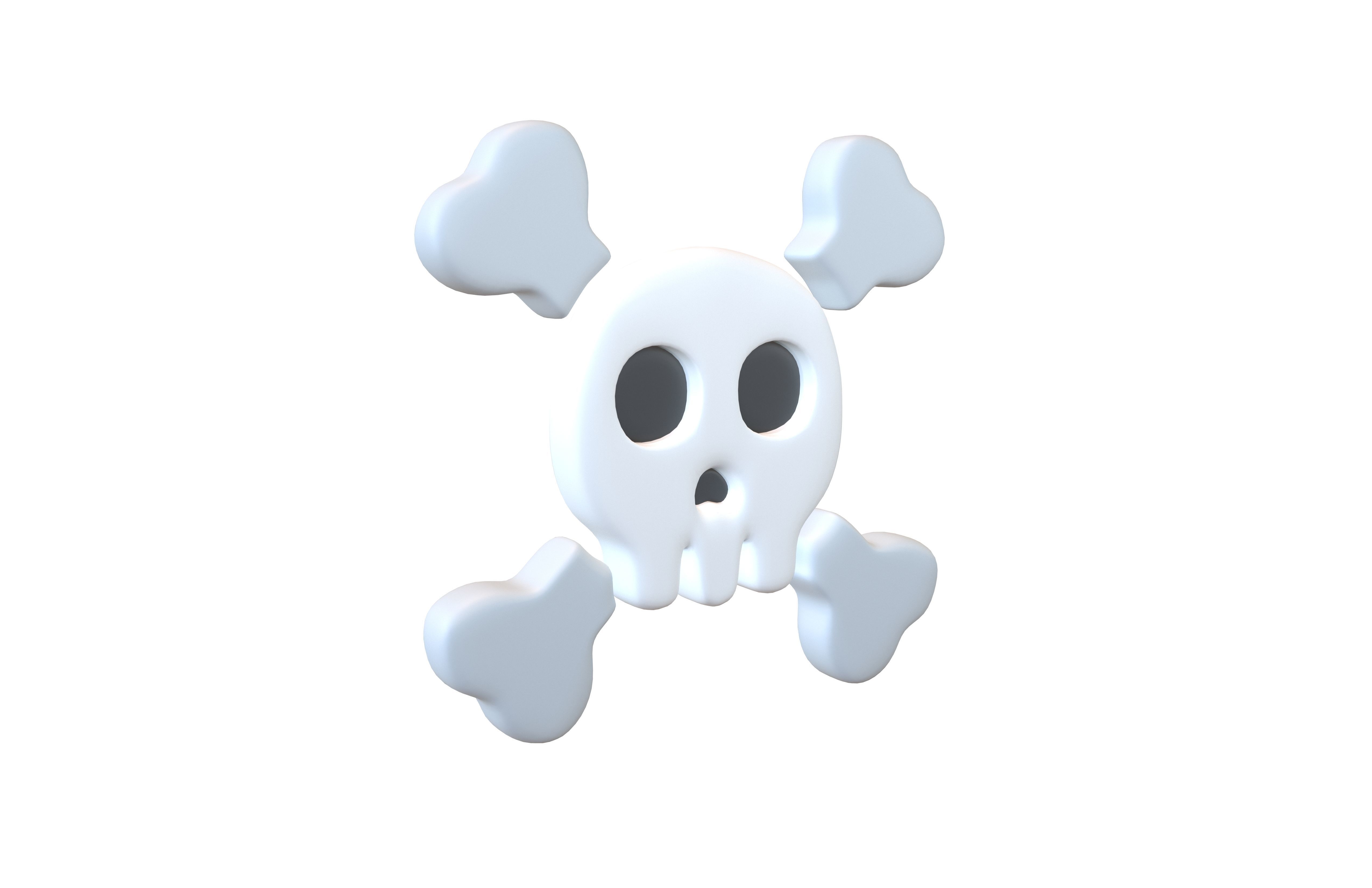 Twitter Version 14 Skull and Crossbones Emoji v2 001 Low-poly 3D model_2