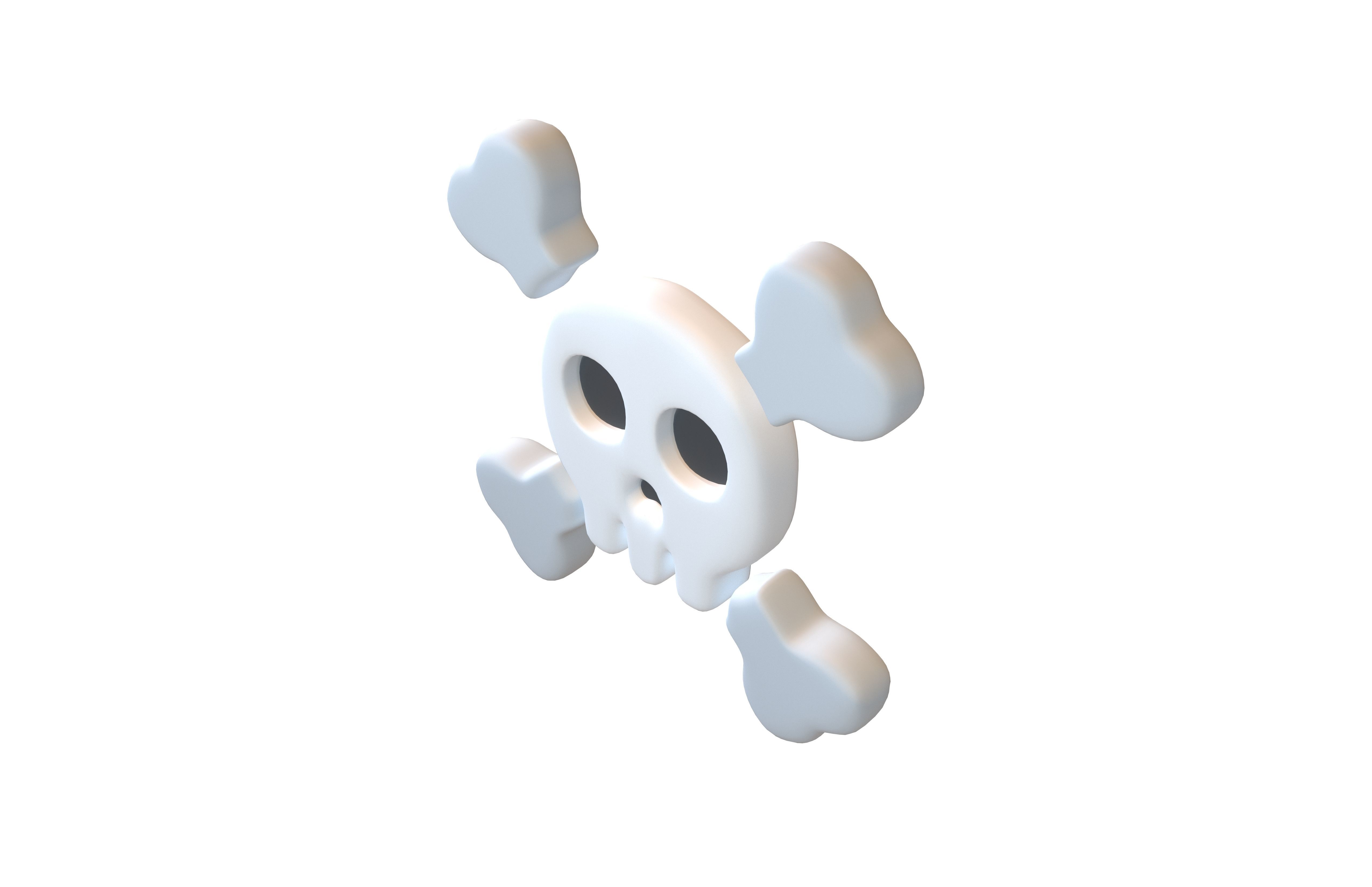 Twitter Version 14 Skull and Crossbones Emoji v2 001 Low-poly 3D model_4