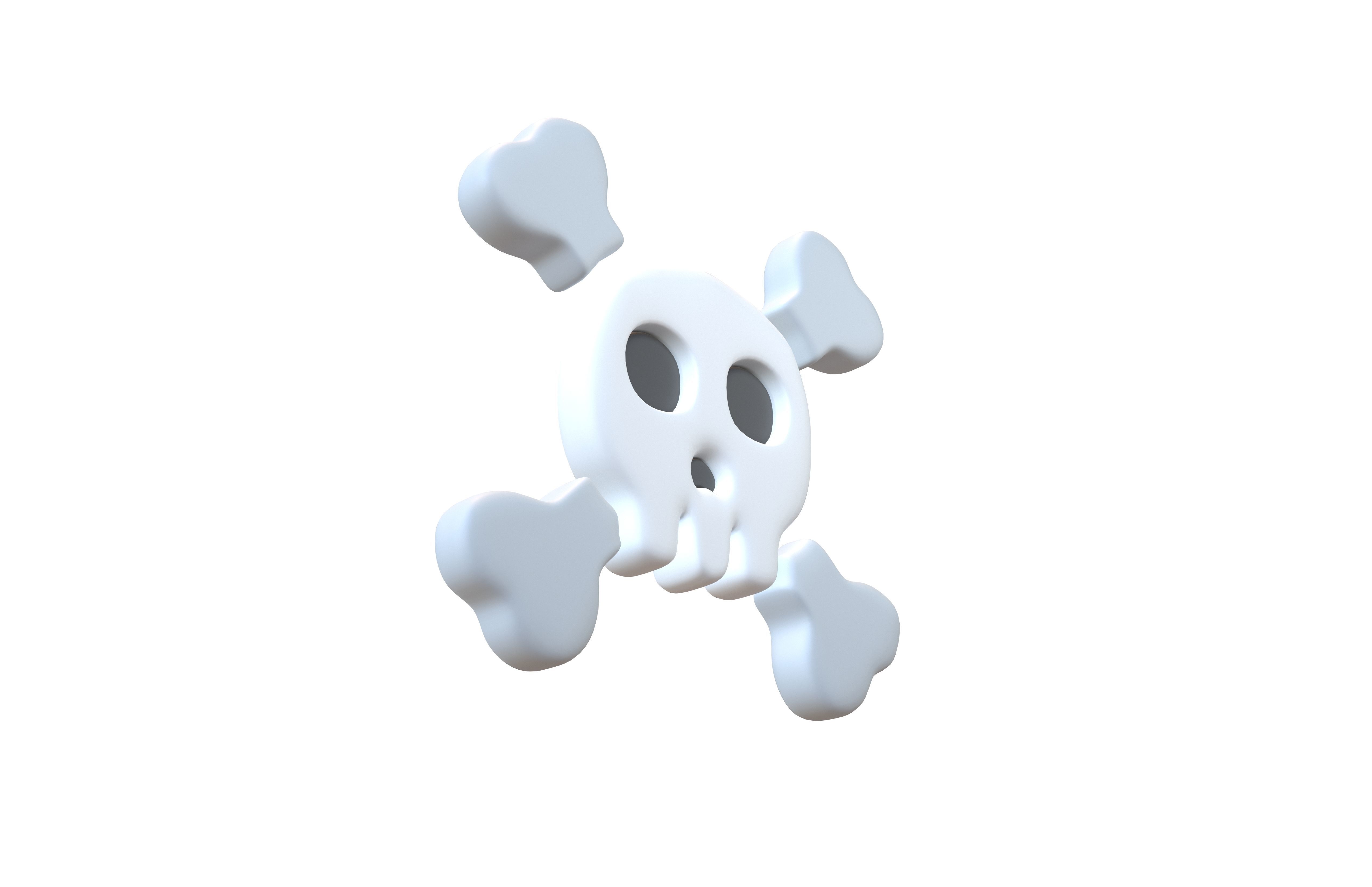Twitter Version 14 Skull and Crossbones Emoji v2 001 Low-poly 3D model_3