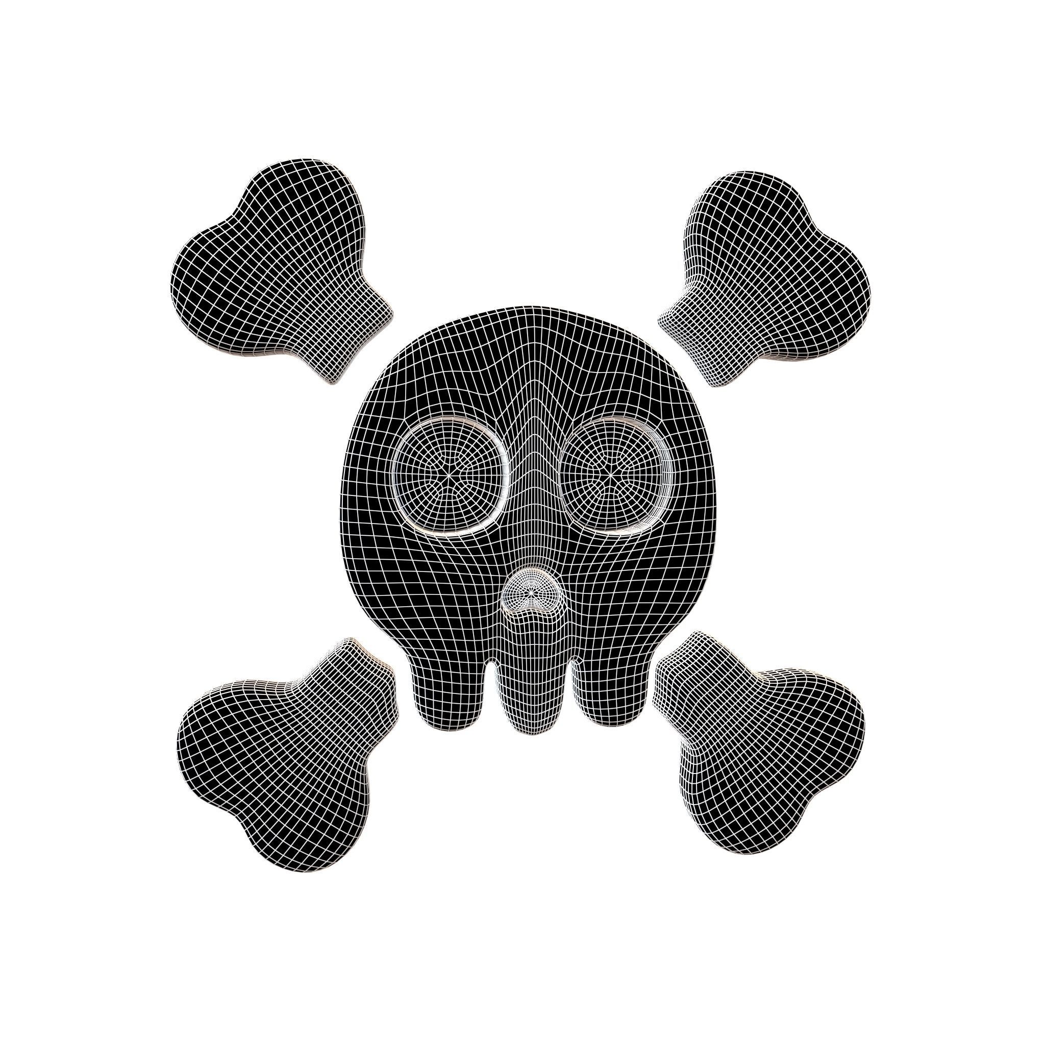 Twitter Version 14 Skull and Crossbones Emoji v2 001 Low-poly 3D model_7