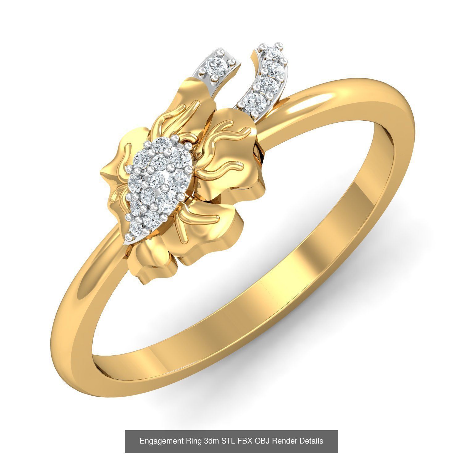 206 Solitaire Rings 3dm STL OBJ FBX Details 3D Model Collection _148