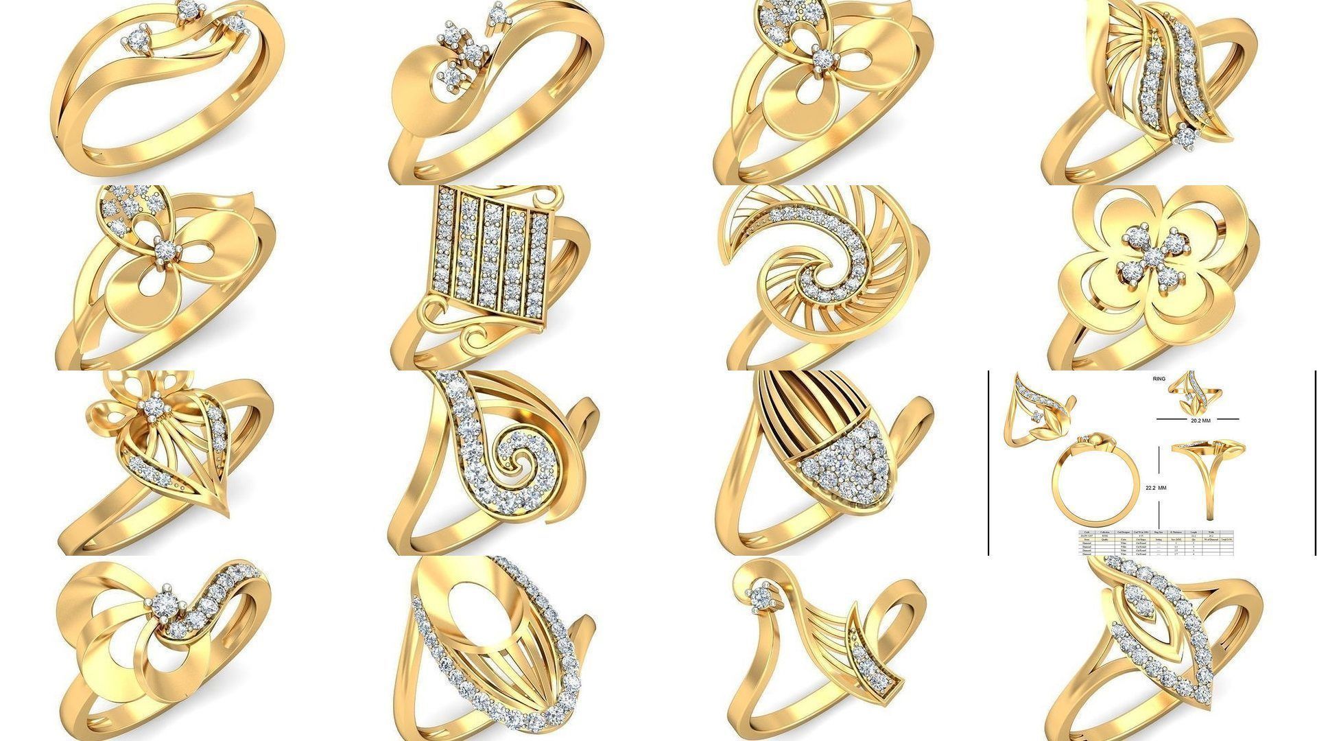 206 Solitaire Rings 3dm STL OBJ FBX Details 3D Model Collection _43