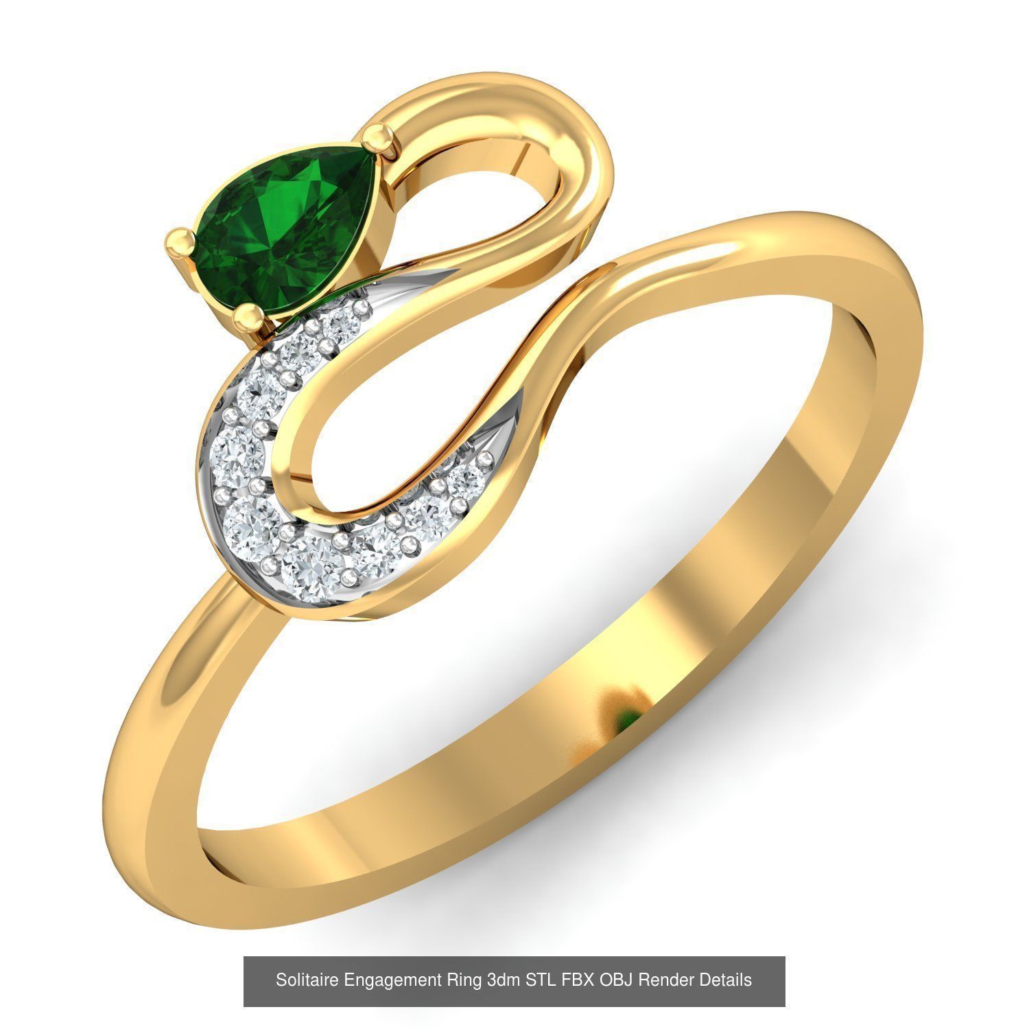 206 Solitaire Rings 3dm STL OBJ FBX Details 3D Model Collection _175