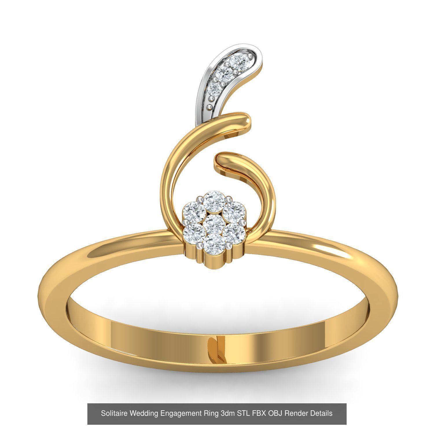 206 Solitaire Rings 3dm STL OBJ FBX Details 3D Model Collection _52