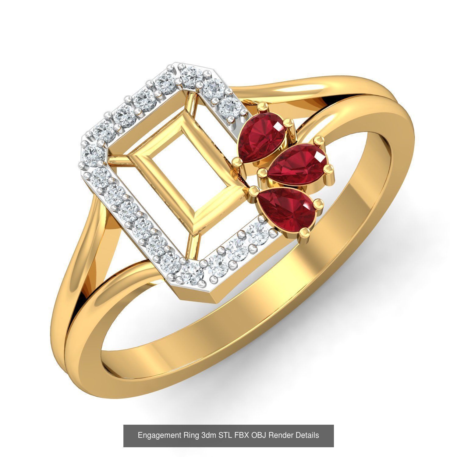 206 Solitaire Rings 3dm STL OBJ FBX Details 3D Model Collection _160