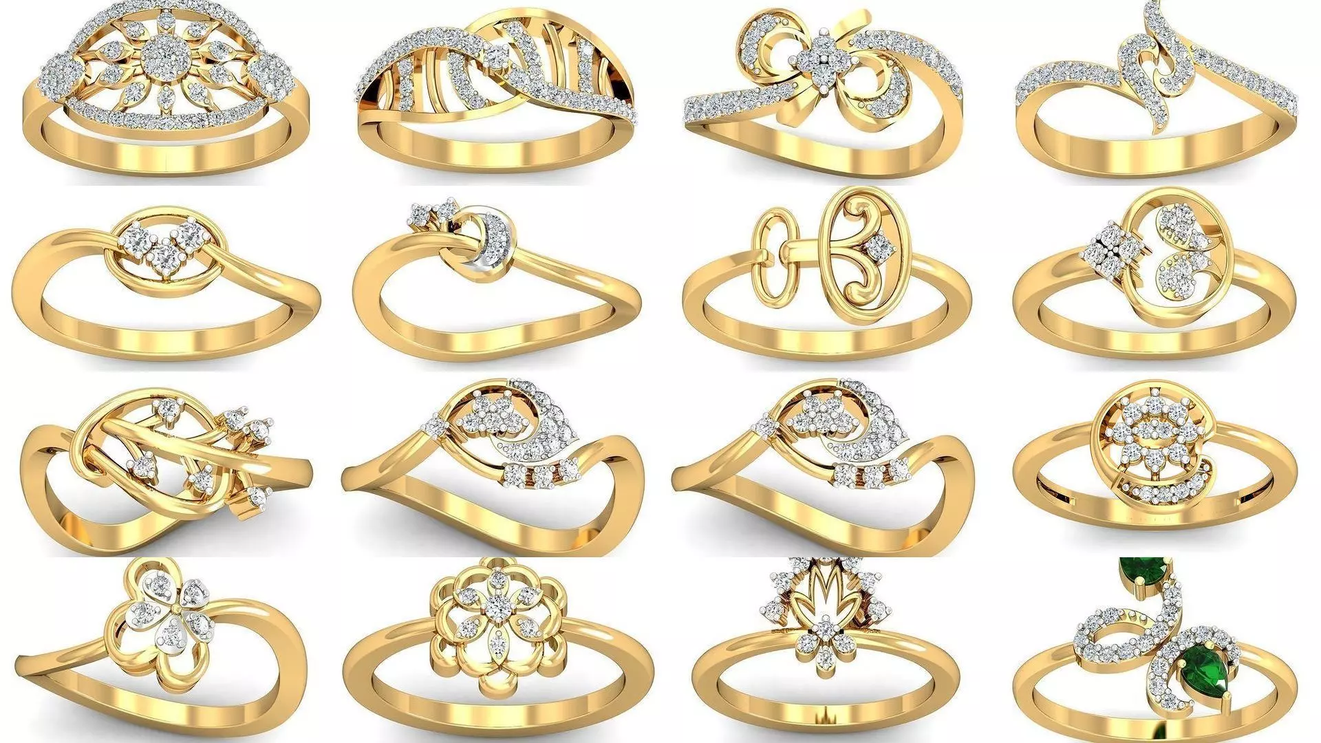 206 Solitaire Rings 3dm STL OBJ FBX Details 3D Model Collection _0