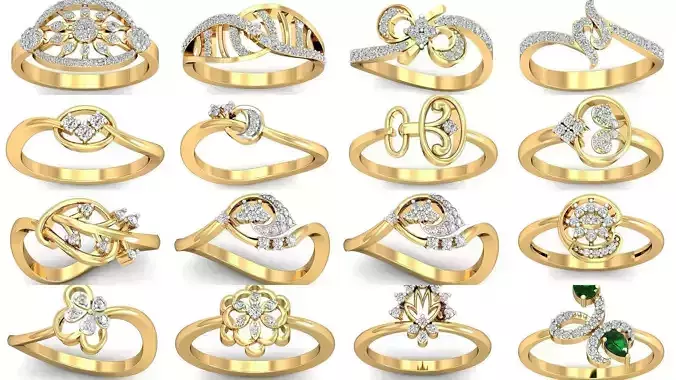 206 Solitaire Rings 3dm STL OBJ FBX Details 3D Model Collection 