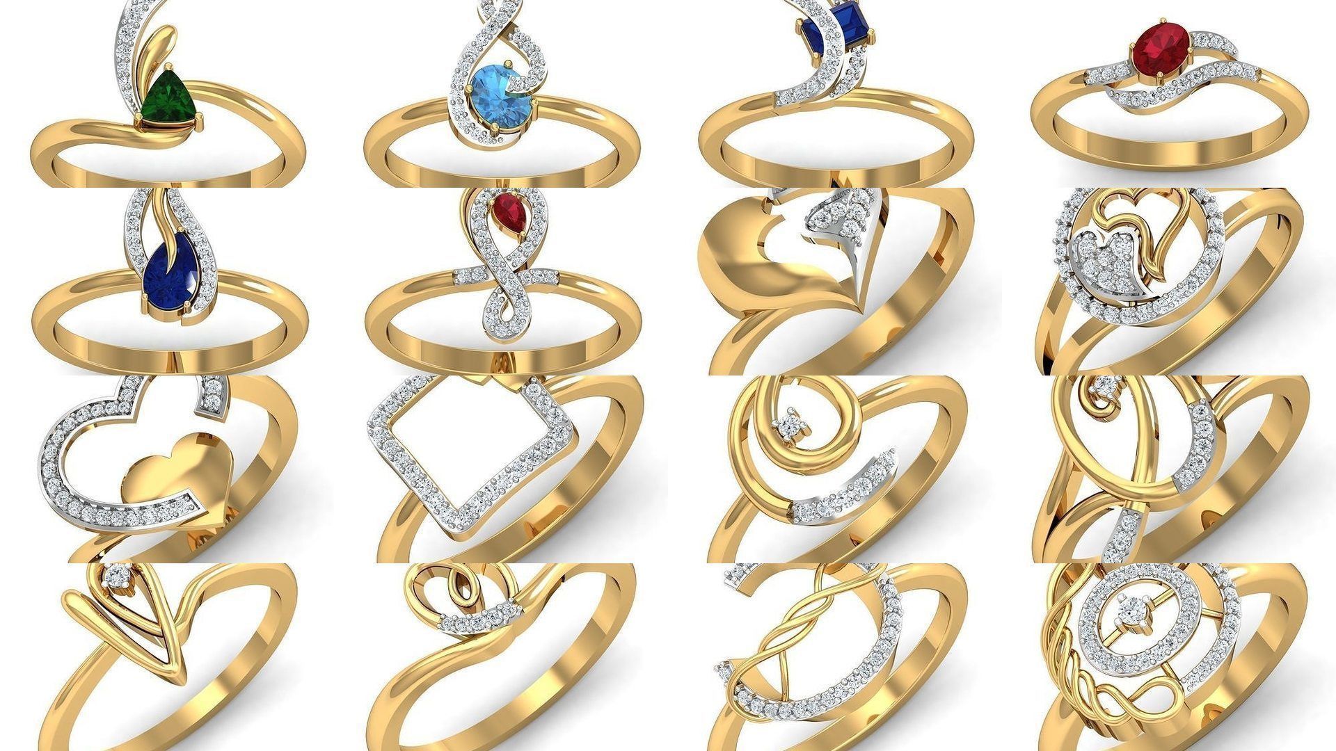 206 Solitaire Rings 3dm STL OBJ FBX Details 3D Model Collection _29