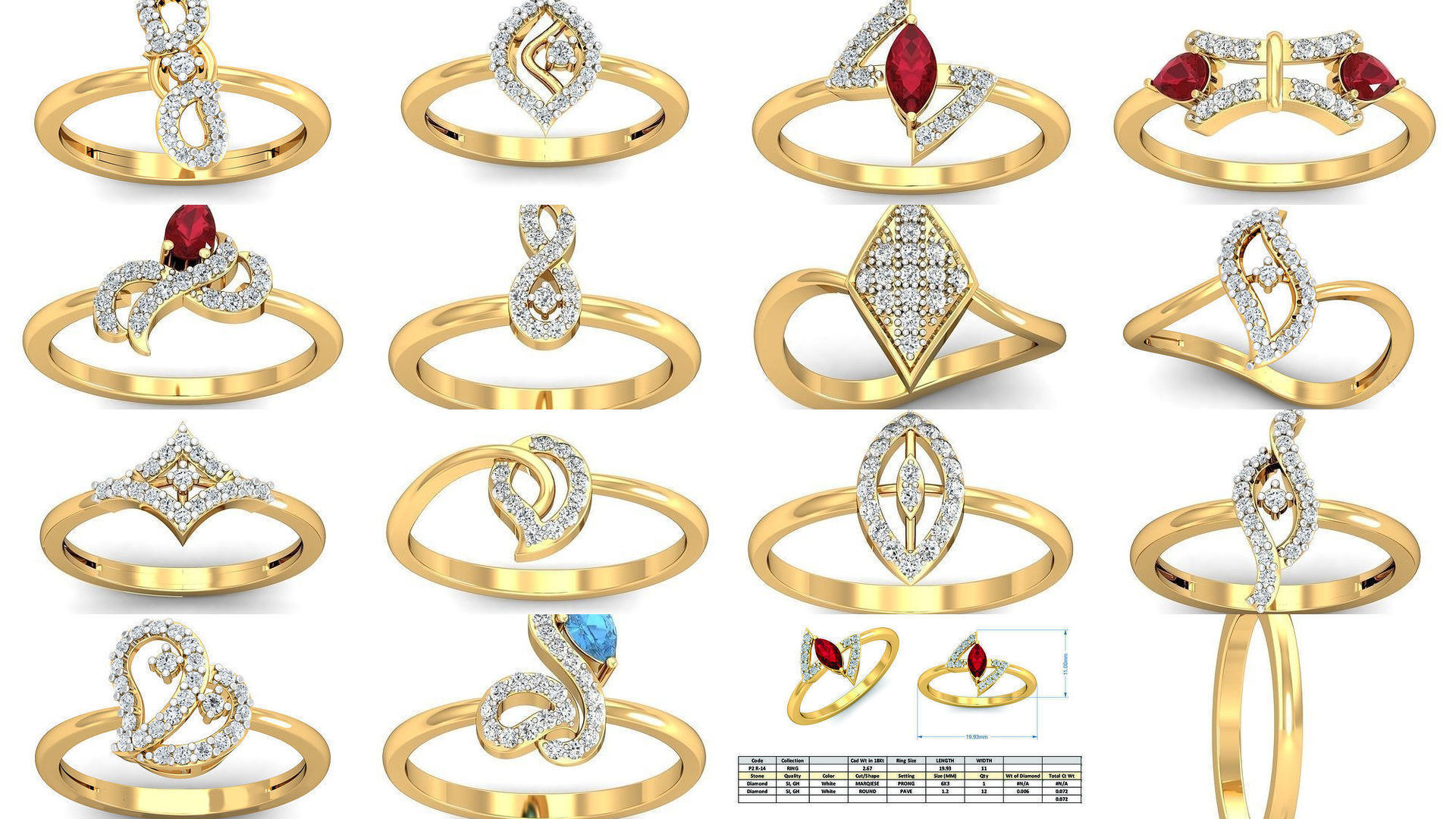 206 Solitaire Rings 3dm STL OBJ FBX Details 3D Model Collection _47