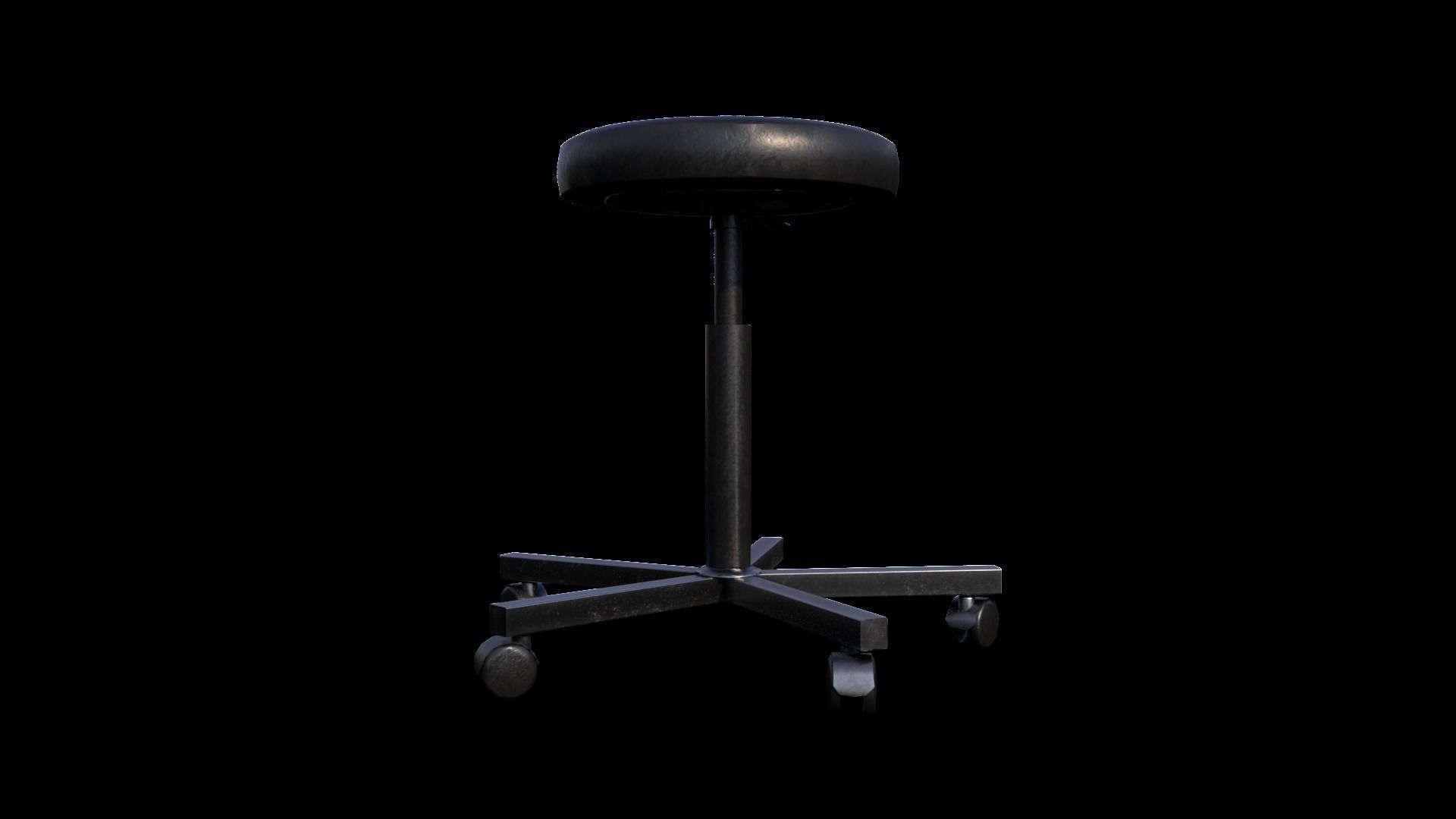Chair stool with wheels and seat 3D model_1