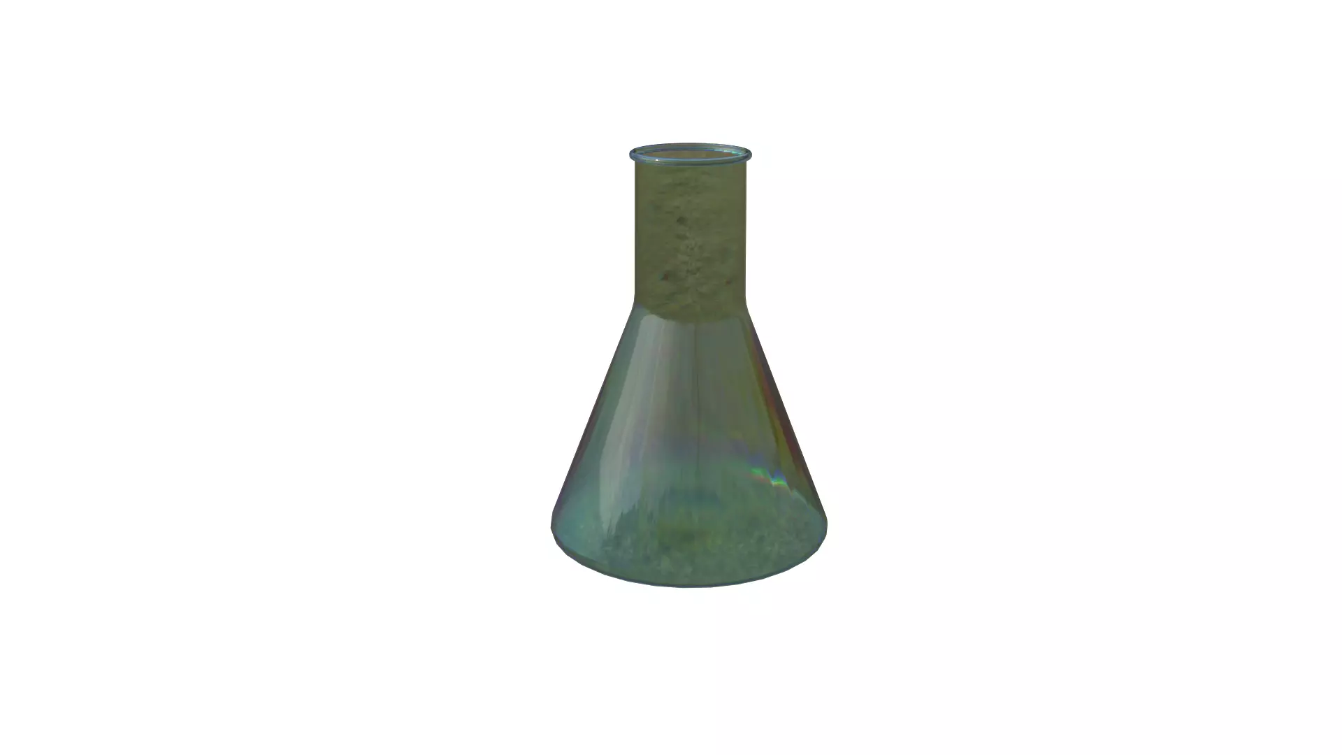 Beaker glass flask on grassy field Low-poly 3D model_0