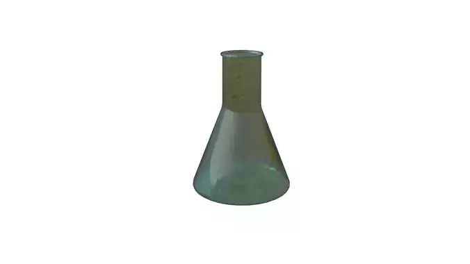Beaker glass flask on grassy field Low-poly 3D model