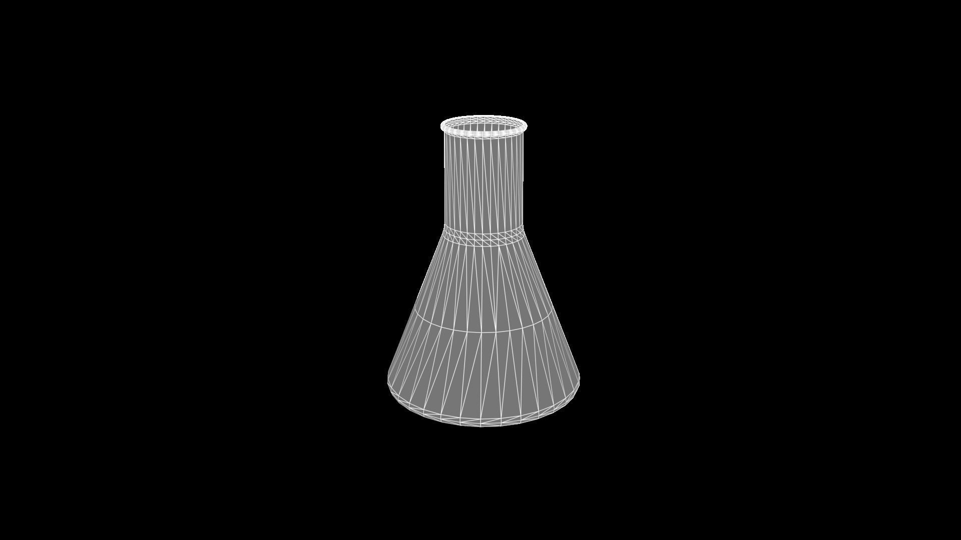 Beaker glass flask on grassy field Low-poly 3D model_5