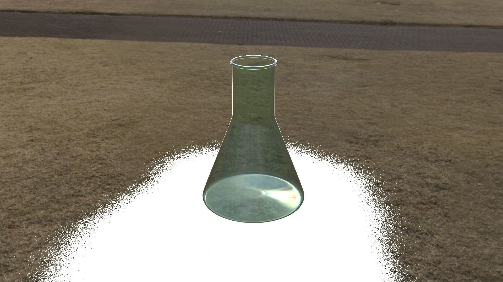Beaker glass flask on grassy field Low-poly 3D model_2