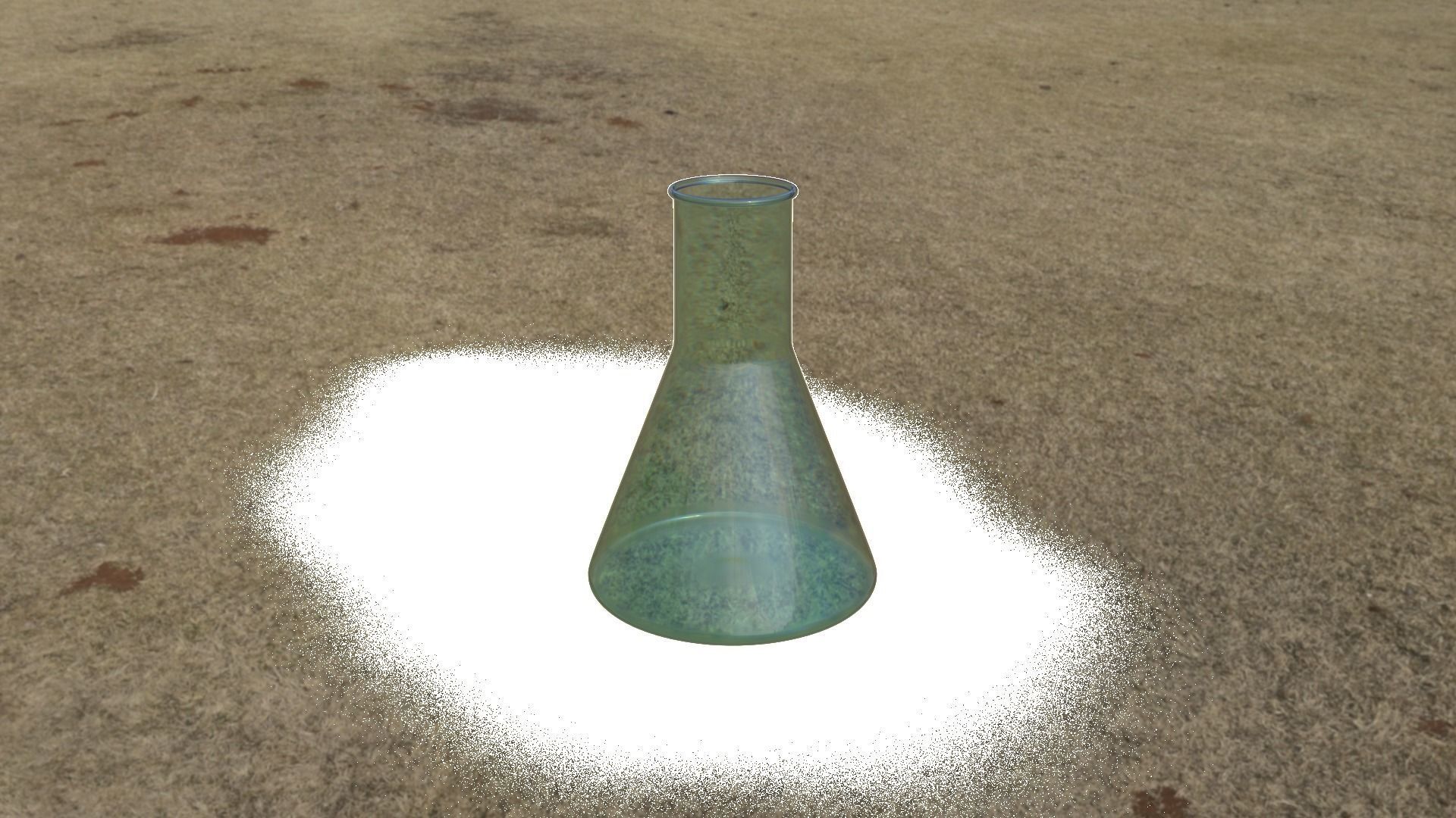 Beaker glass flask on grassy field Low-poly 3D model_4
