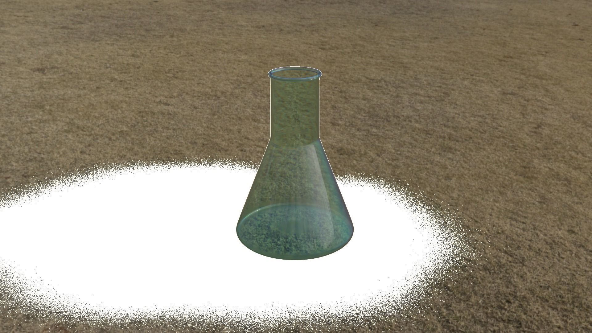 Beaker glass flask on grassy field Low-poly 3D model_3