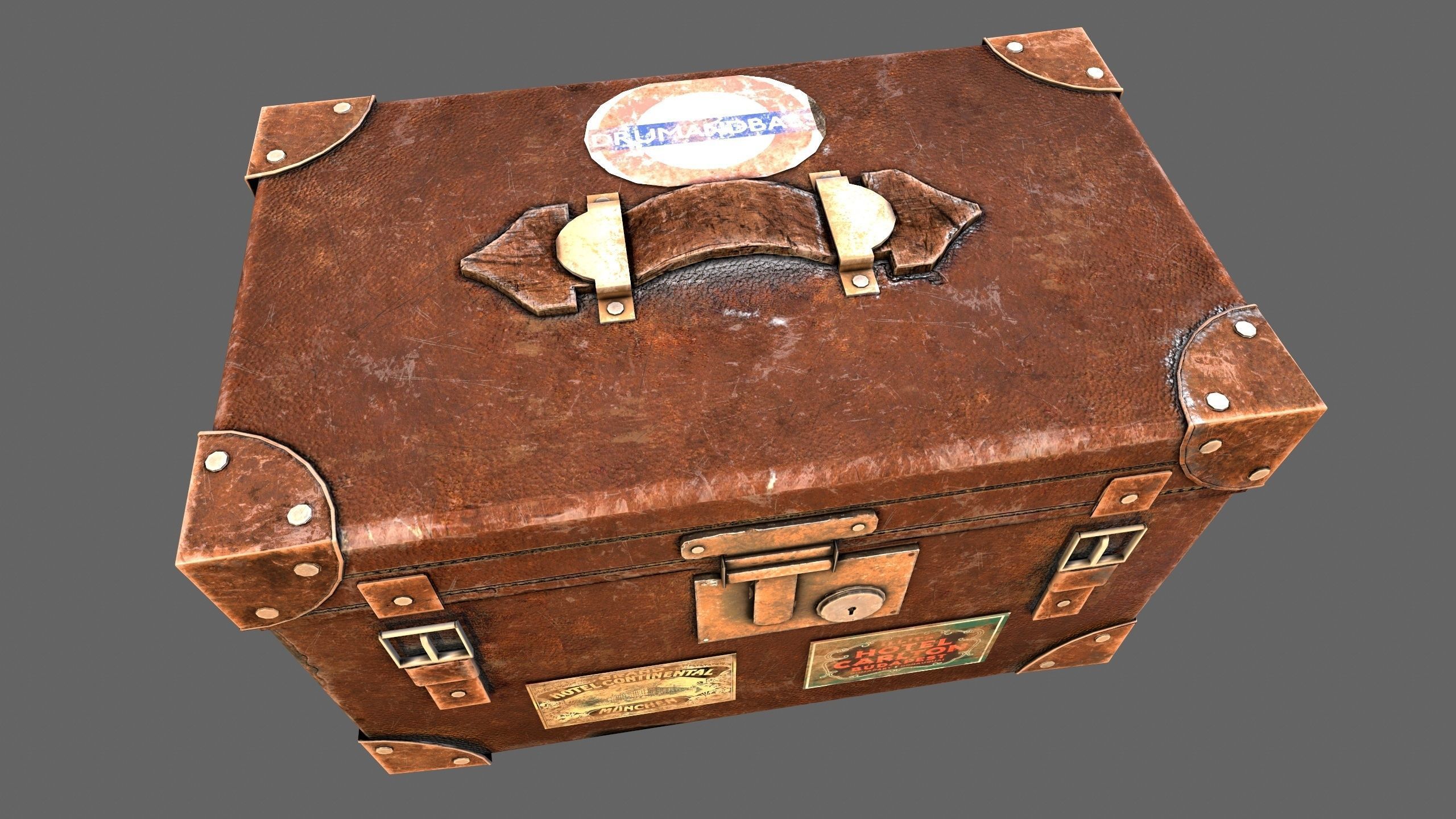 Suitcase Luggage Travel Lowpoly Vintage 3d Game model Low-poly 3D model_9