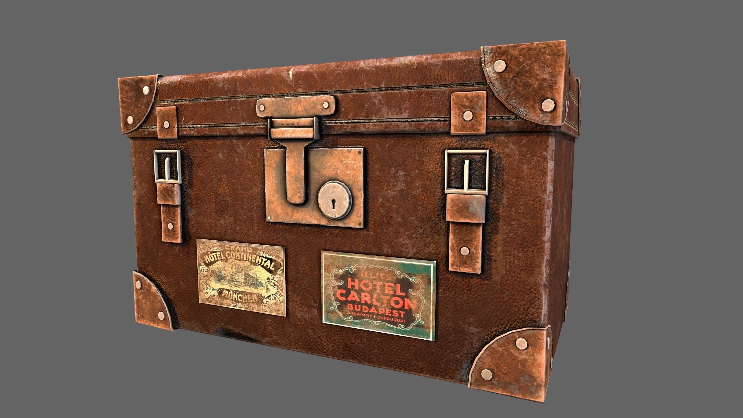 Suitcase Luggage Travel Lowpoly Vintage 3d Game model Low-poly 3D model_1