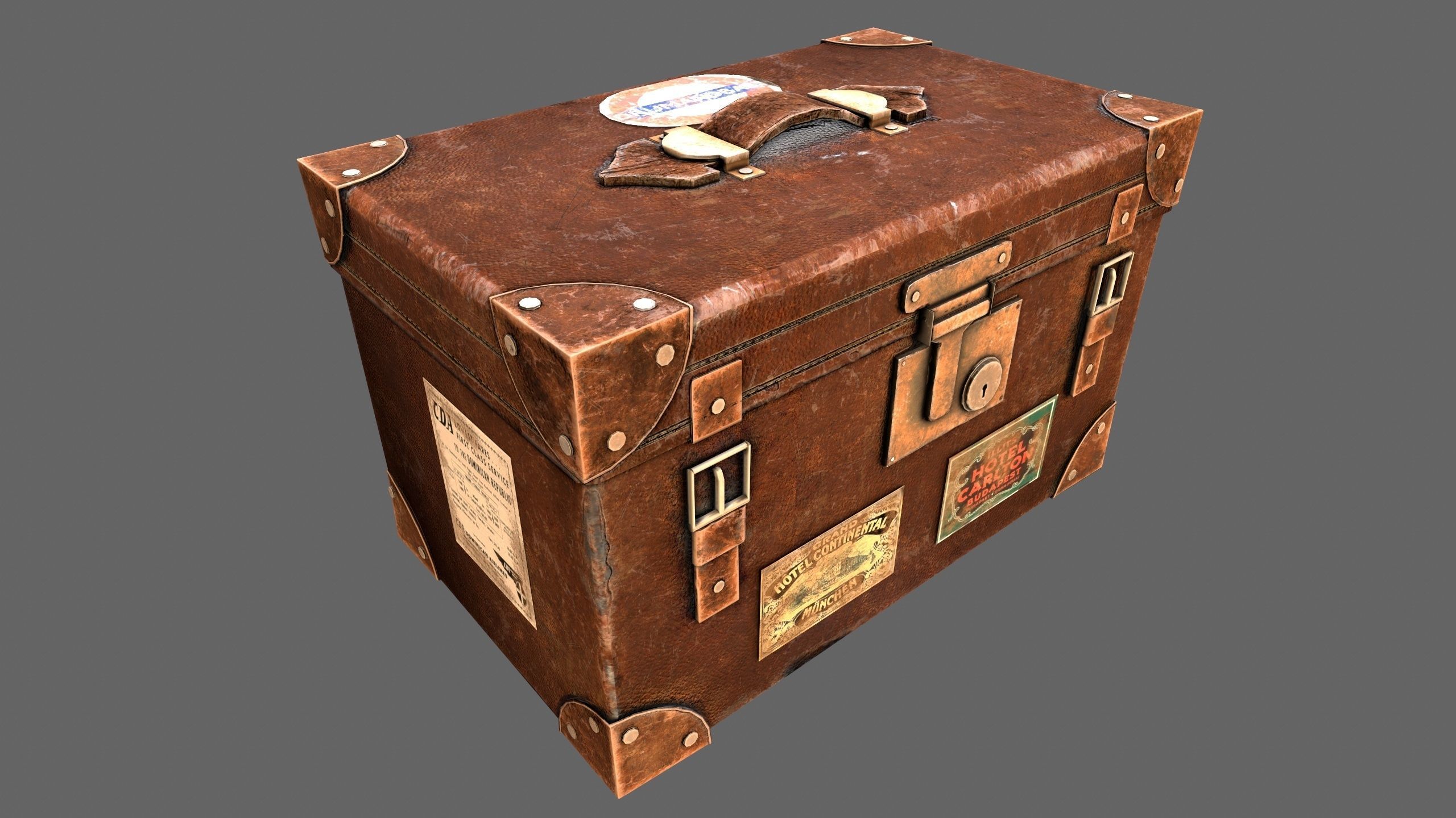 Suitcase Luggage Travel Lowpoly Vintage 3d Game model Low-poly 3D model_5