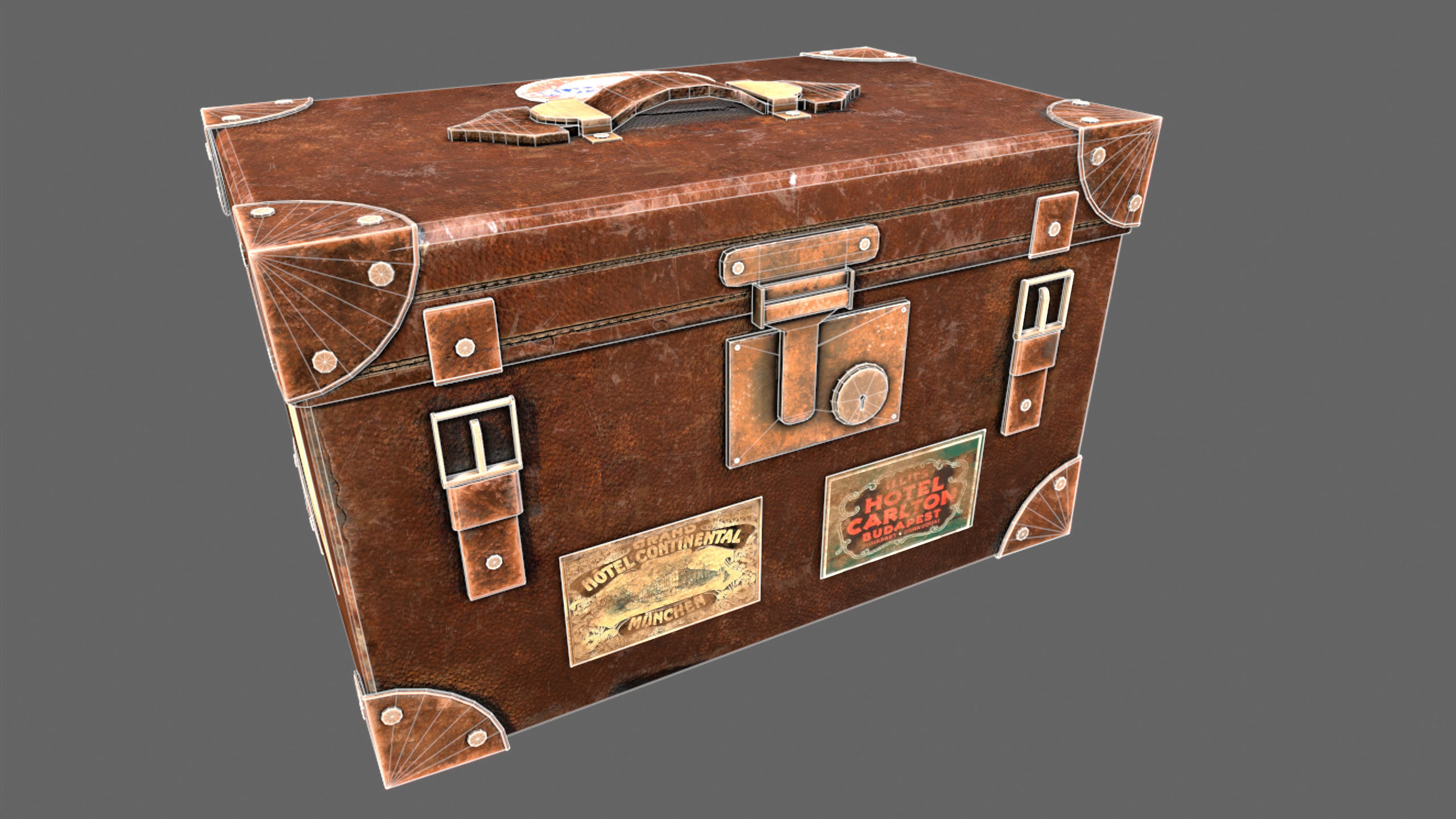 Suitcase Luggage Travel Lowpoly Vintage 3d Game model Low-poly 3D model_10