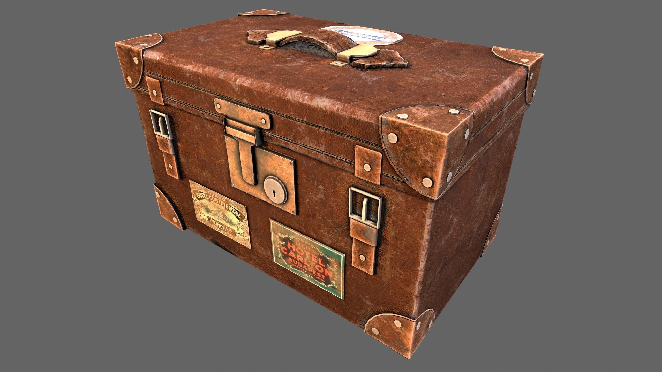 Suitcase Luggage Travel Lowpoly Vintage 3d Game model Low-poly 3D model_6