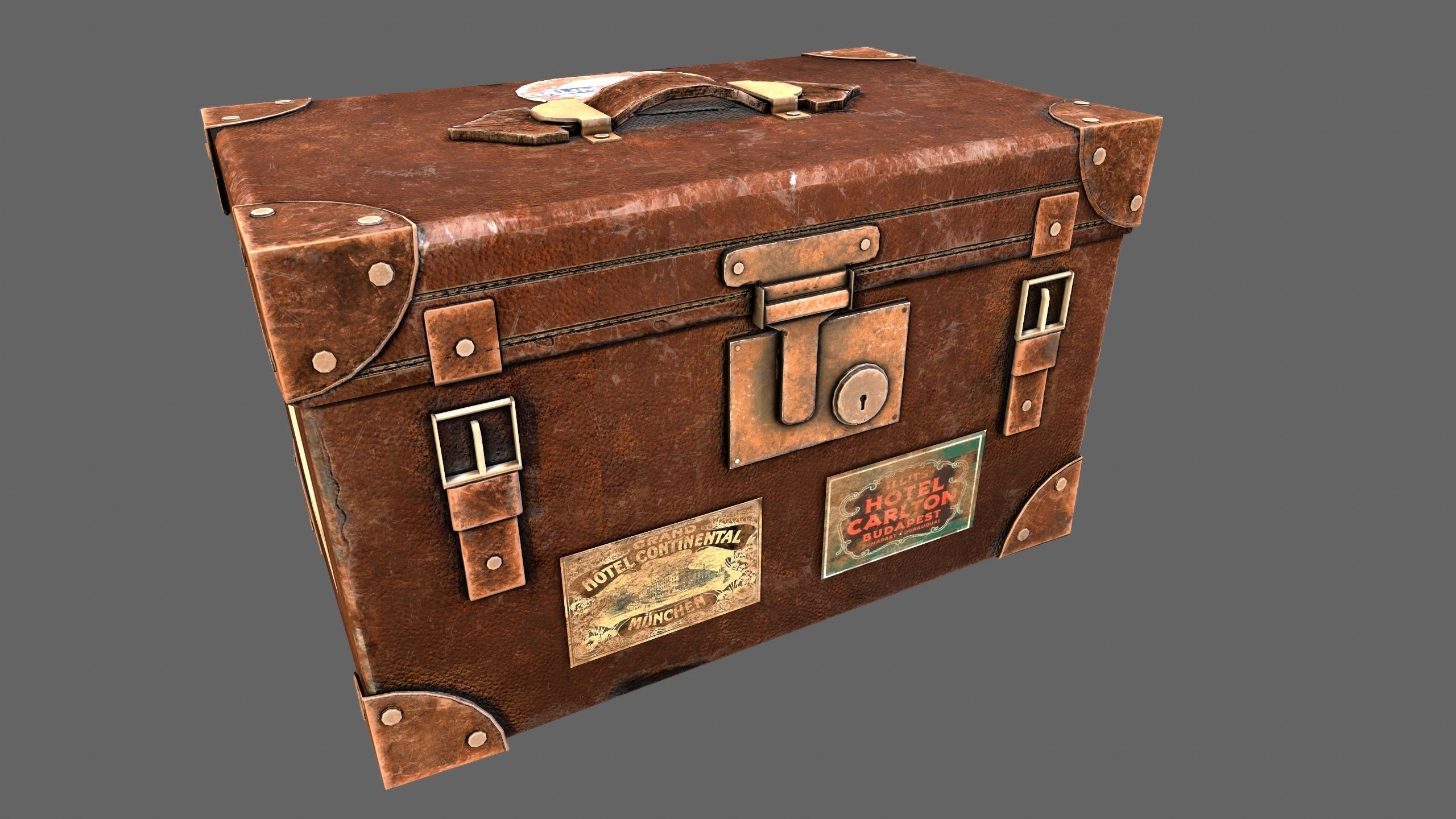 Suitcase Luggage Travel Lowpoly Vintage 3d Game model Low-poly 3D model_2