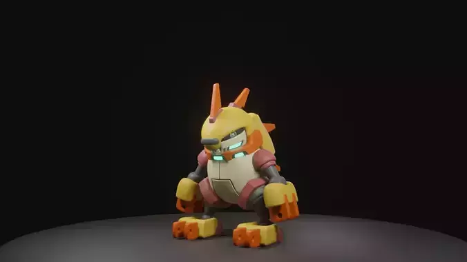 hedgeshock orange robot 3D model