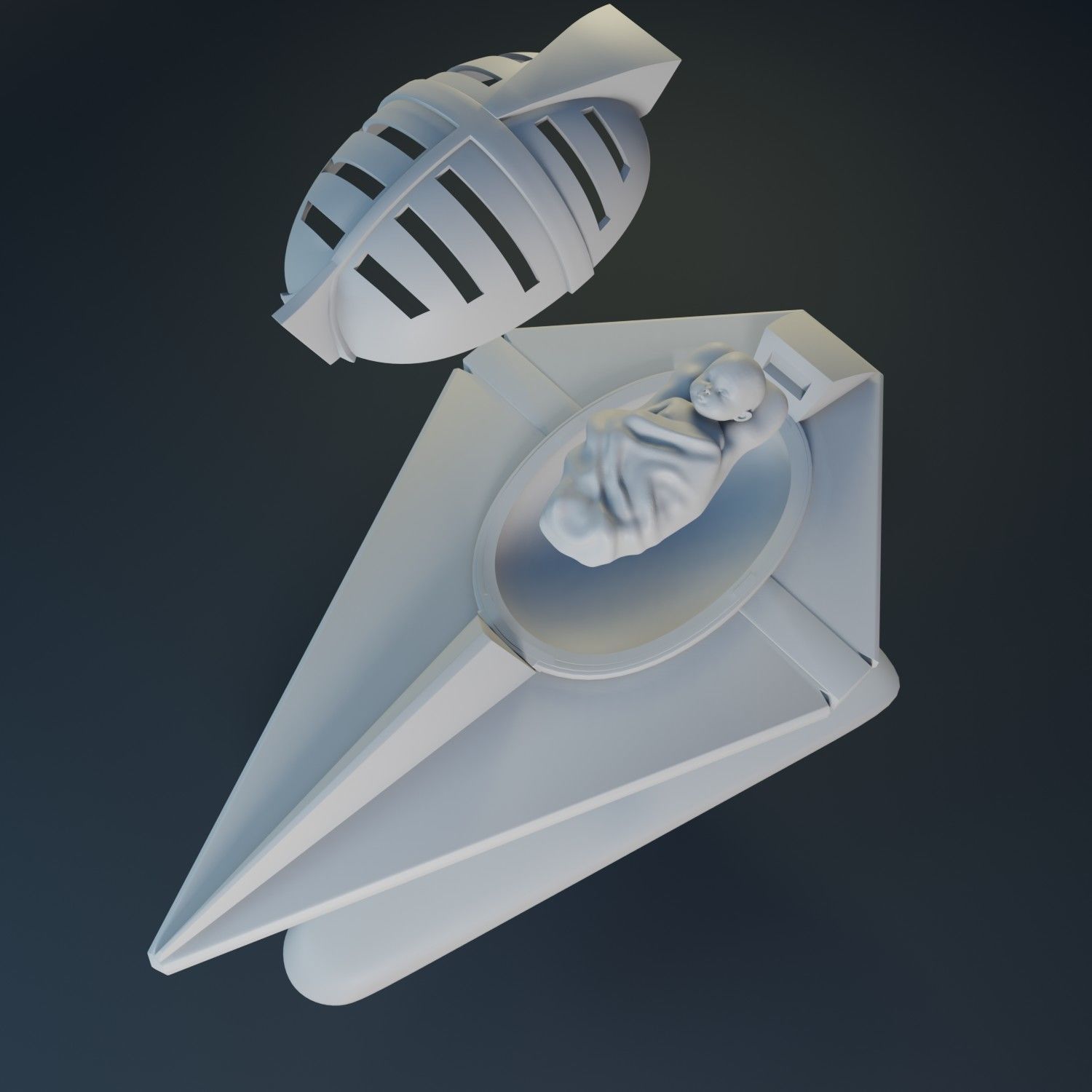 Baby Kal-El in his rocket 3D print model_4