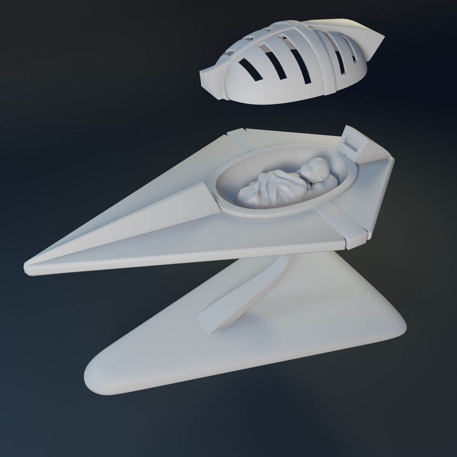 Baby Kal-El in his rocket 3D print model_2
