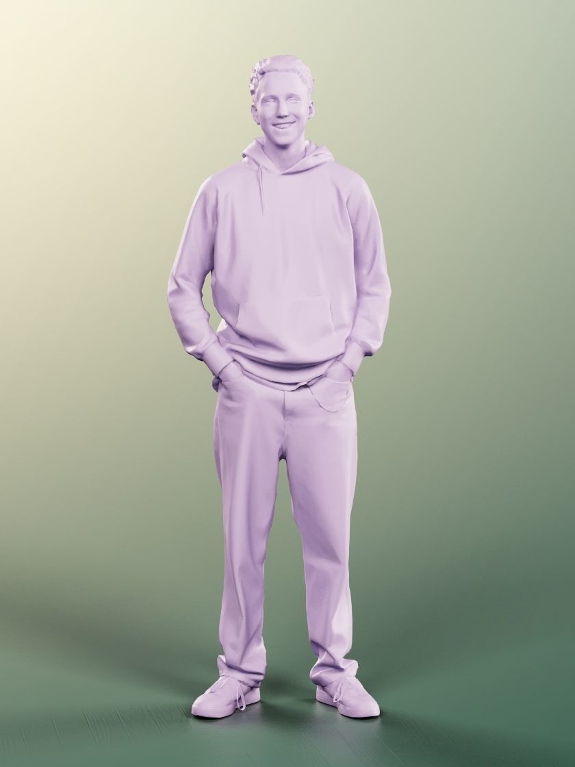 Max 13129 - Standing Casual Young Man Low-poly 3D model_4