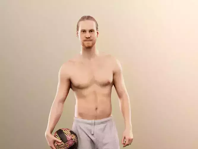 Joel 13087 - Standing Man In Trunks Beachvolleyball