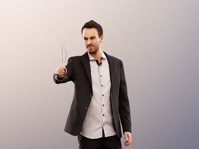 Fabio 13063 - Standing Elegant Man Raising Glass Low-poly 3D model