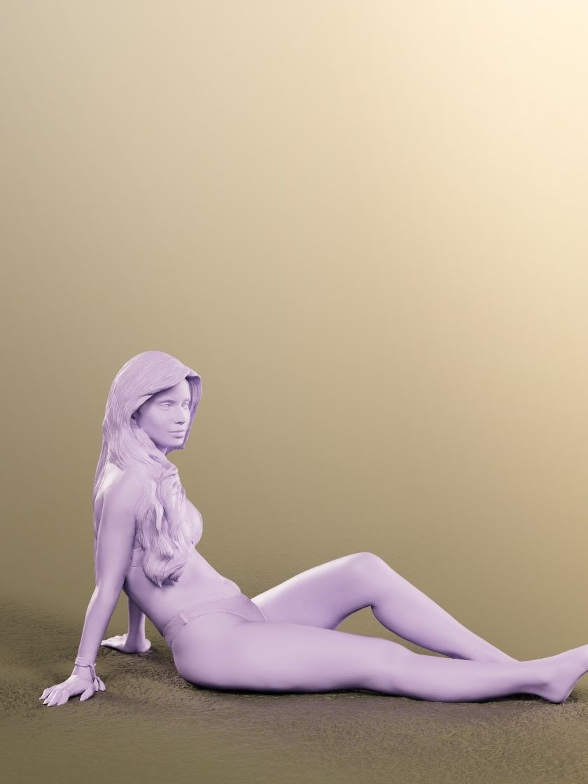 Lara 12717 - Sitting Woman In Bikini Low-poly 3D model_5