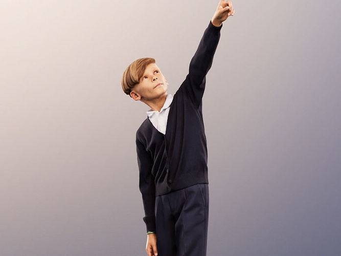 Leonard 12525 - Standing School Boy Pointing Low-poly 3D model